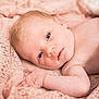 baby, blanket, blue_eyes, child, closeup, cute, face, hand, human, infant, lace, lying_down, newborn, peaceful, portrait, resting, skin, soft_texture, warm, young