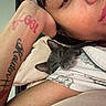Hye joined the competition — help win amazing prizes! animal, arm, blanket, cat, close_up, comfort, cozy, cute, eyelids_closed, face, fur, gray_cat, indoor, person, pet, relaxed, resting, sleeping, snuggled, tattoo