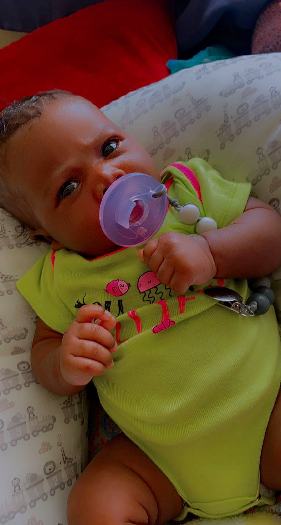 Noelle joined the competition — help win amazing prizes! baby, baby_bottle, baby_food, baby_products, baby_toddler_clothing, baby_toys, cheek, child, drinking, drinkware, ear, eyelash, finger, happy, nail, person, pink, skin, sweetness, tableware