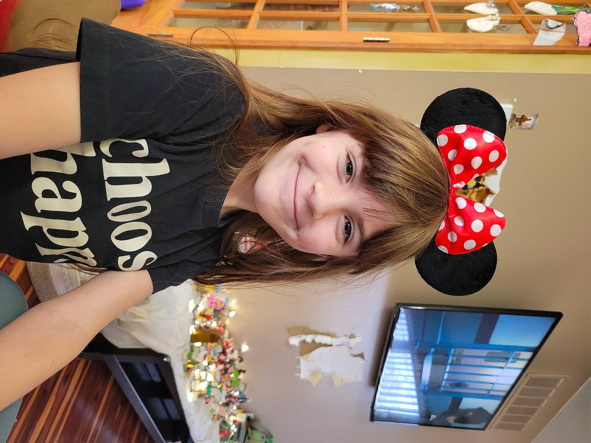 Emily joined the competition — help win amazing prizes! bangs, carmine, child, design, elbow, eyelash, fashion_accessory, font, fun, happy, joy, magenta, pattern, person, photograph, room, sleeve, smile, snapshot, t_shirt