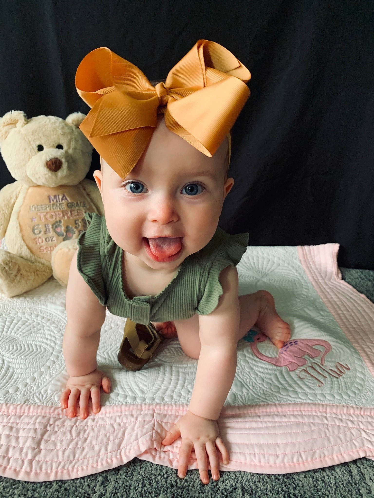 Mia joined the competition — help win amazing prizes! art, baby, baby_toddler_clothing, child, costume_hat, fawn, grass, happy, head, headgear, headwear, mammal, person, pink, skin, sleeve, teddy_bear, textile, toddler, toy