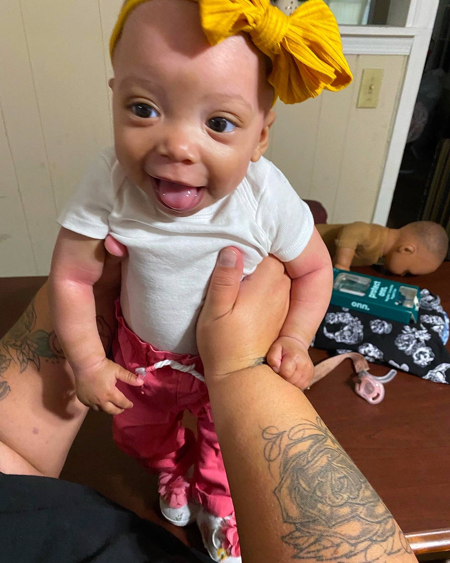 Coralonii joined the competition — help win amazing prizes! baby, baby_toddler_clothing, finger, hairstyle, happy, joint, knee, lap, mouth, neck, organ, person, pink, product, shorts, skin, sleeve, smile, t_shirt, thigh