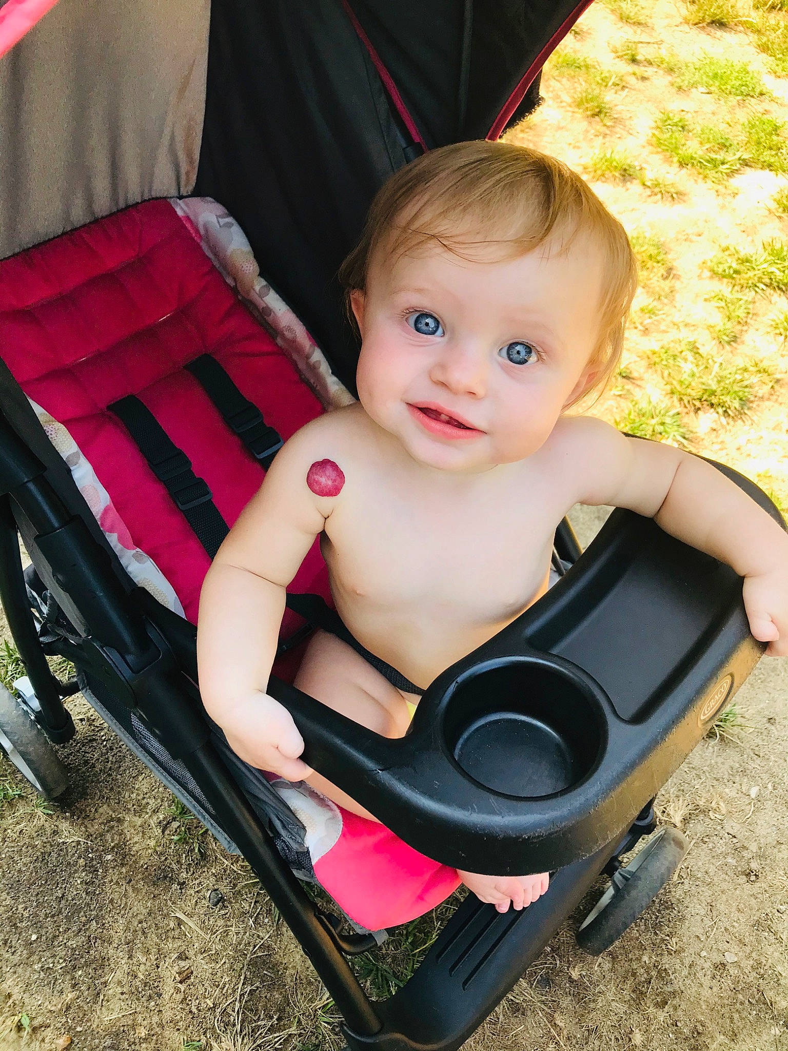 Lilyanna joined the competition — help win amazing prizes! baby, baby_carriage, baby_products, chair, cheek, child, child_model, leg, leisure, lip, person, photography, pink, plant, play, product, sitting, skin, toddler, vacation