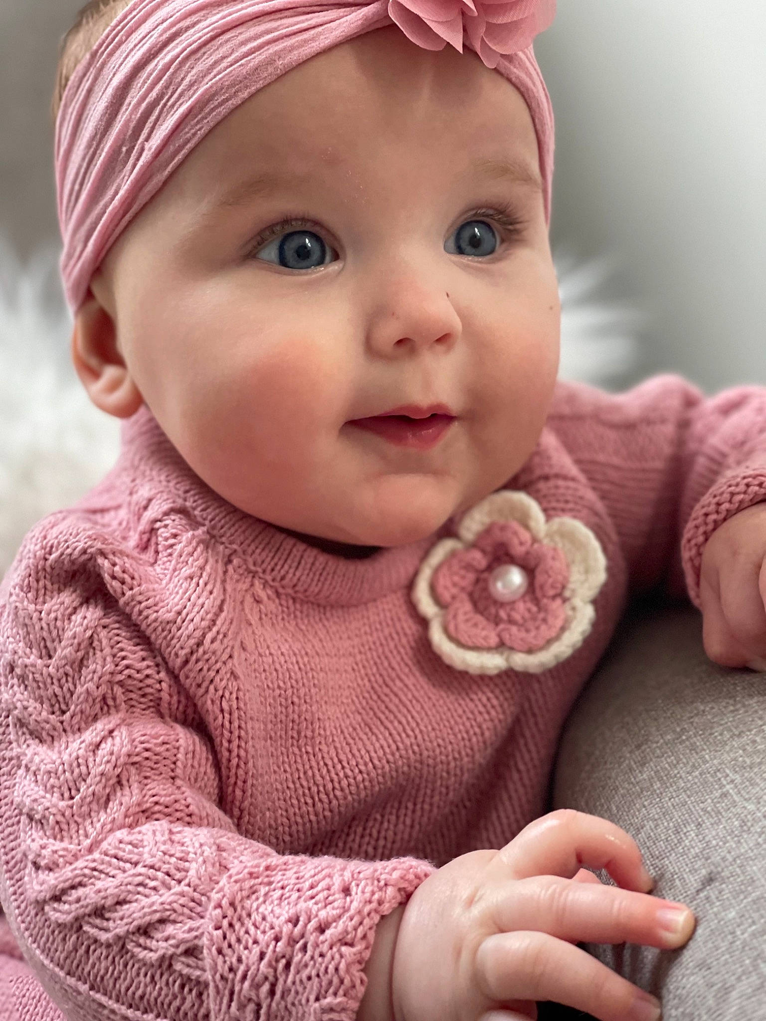 Victoria joined the competition — help win amazing prizes! baby, baby_toddler_clothing, beauty, cap, cheek, child, face, finger, gesture, happy, headgear, headwear, lip, nose, outerwear, person, photograph, pink, skin, sleeve