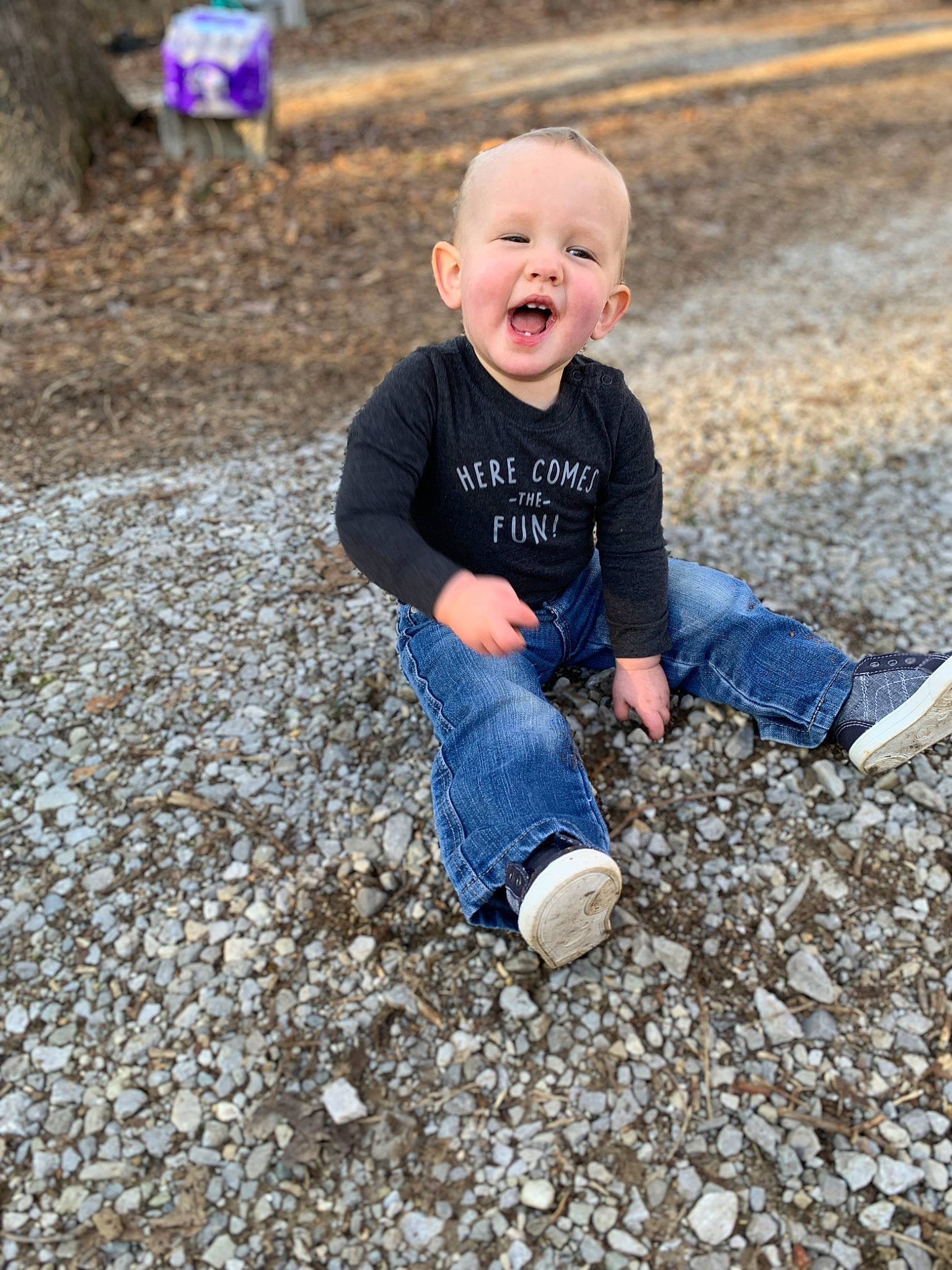 Cooper joined the competition — help win amazing prizes! asphalt, baby_toddler_clothing, child, electric_blue, fun, grass, happy, landscape, leg, leisure, mammal, people_in_nature, person, recreation, sand, smile, soil, t_shirt, toddler, tree