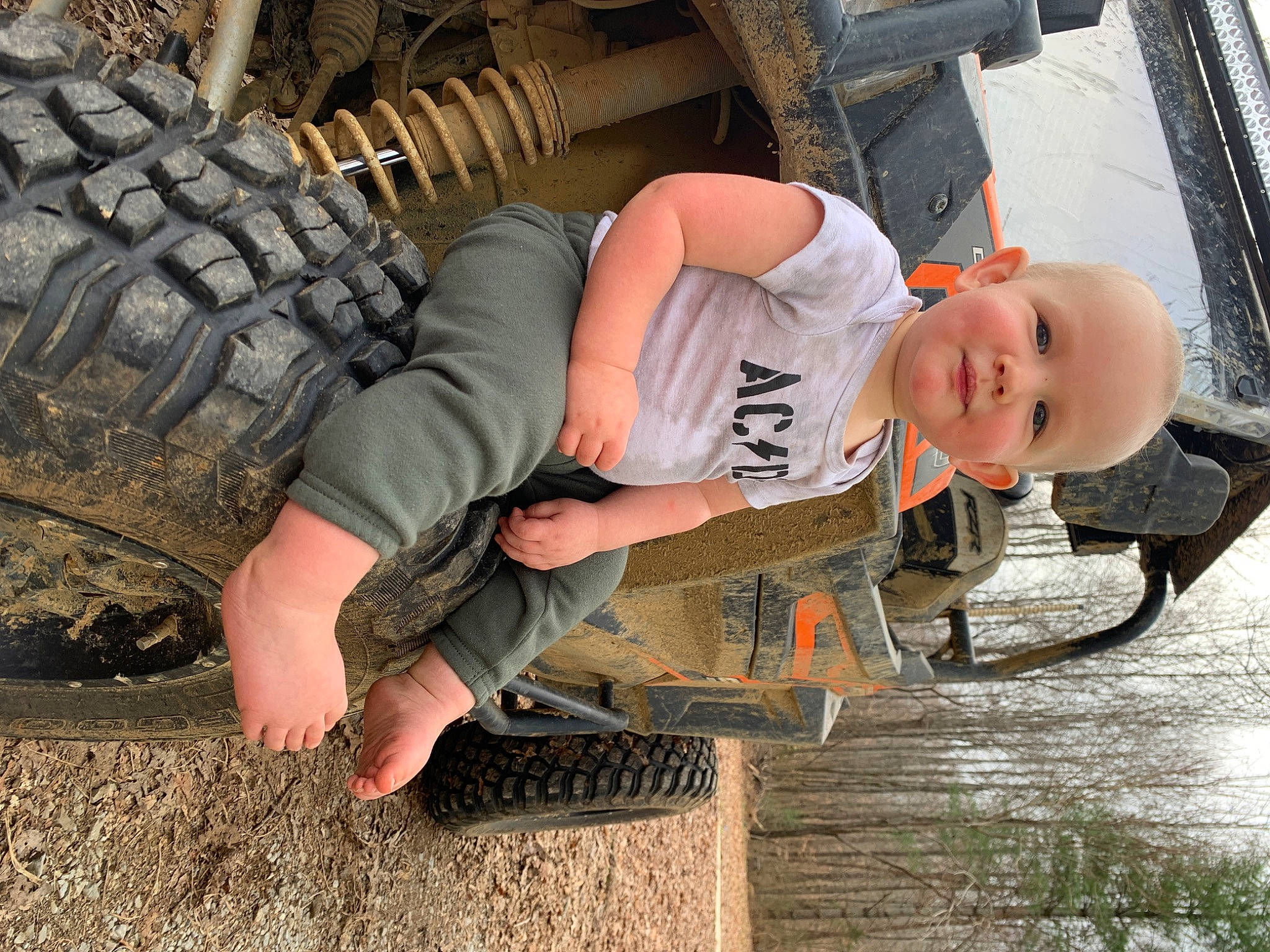 Cooper joined the competition — help win amazing prizes! auto_part, automotive_tire, automotive_wheel_system, boot, bumper, fun, grass, hat, leisure, motor_vehicle, person, smile, soil, synthetic_rubber, tire, tire_care, toddler, tread, tree, wheel