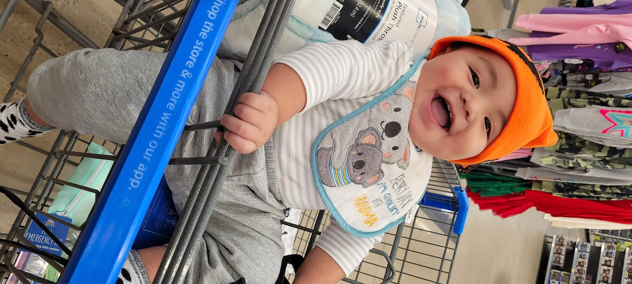 Bradley is registered to the contest to win money with this photo: baby, baby_carriage, baby_products, baby_safety, baby_toddler_clothing, bicycle_tire, child, electric_blue, engineering, fun, happy, hat, headwear, human_leg, person, personal_protective_equipment, product, publication, service, smile