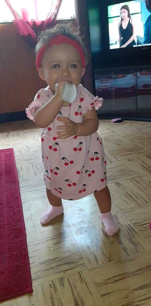 Mae'Leigh is registered to the contest to win money with this photo: baby, cheek, child, doll, person, pink, toddler, toy