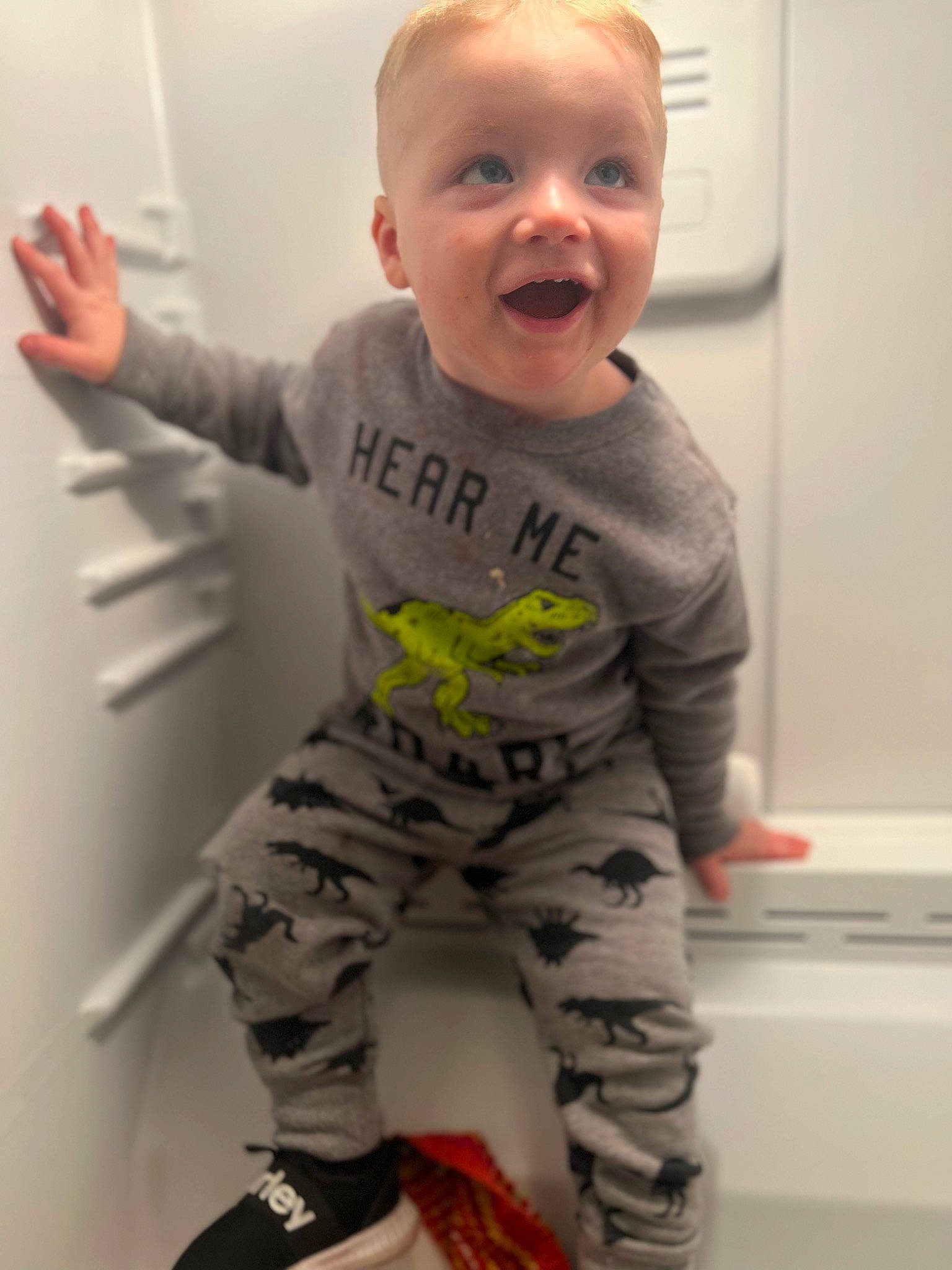 Greyson Level joined the competition — help win amazing prizes! active_pants, baby, baby_toddler_clothing, cheek, eye, gesture, hair, happy, head, joint, leg, mouth, nose, person, skin, sleeve, smile, standing, surprise, t_shirt
