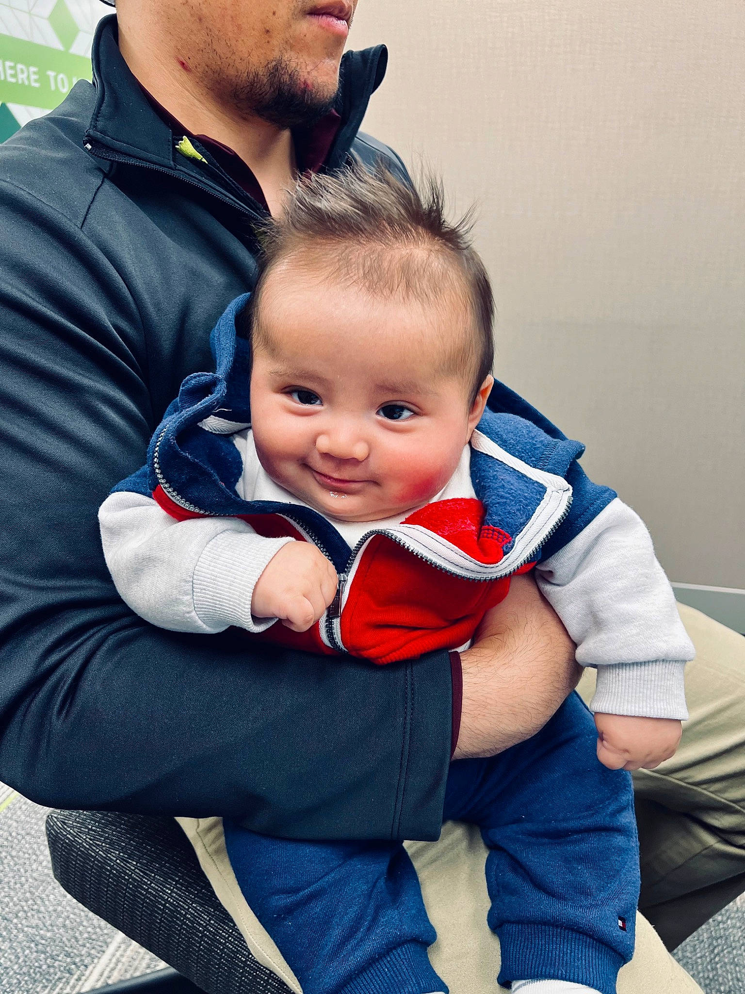 Gianni joined the competition — help win amazing prizes! arm, baby, baby_toddler_clothing, beard, child, comfort, electric_blue, event, eye, fun, gesture, happy, lap, leisure, outerwear, person, recreation, sitting, sleeve, smile