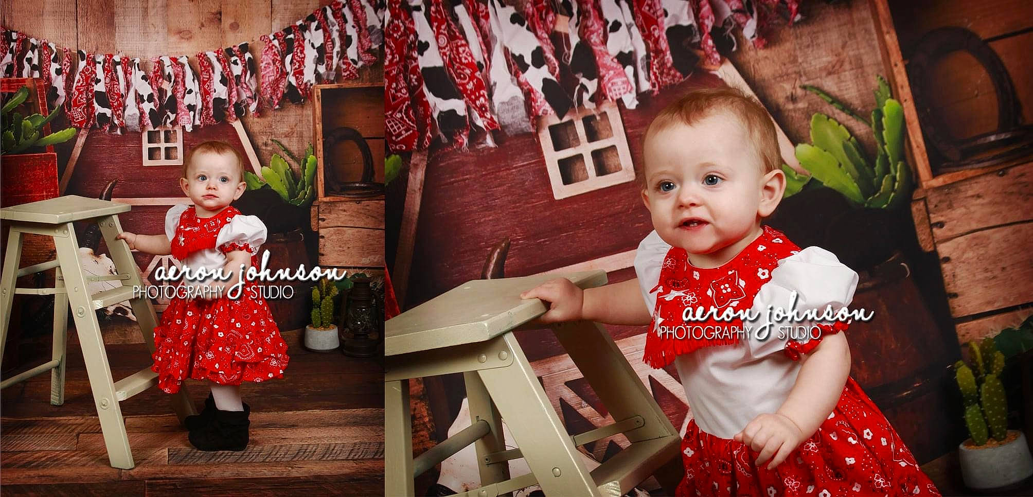 Wesson is registered to the contest to win money with this photo: baby, baby_toddler_clothing, child, christmas, day_dress, design, embellishment, head, holiday, one_piece_garment, pattern, person, plaid, polka_dot, red, stool, tartan, toddler, vintage_clothing