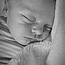 baby, newborn, sleeping, blanket, soft, closeup, face, infant, cozy, peaceful, portrait, monochrome, head, skin, rest, comfort, child, young, toddler, sleep
