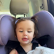 Hileigh joined the competition — help win amazing prizes! toddler, child, car_seat, blanket, pigtails, hair, seatbelt, car_interior, window, headrest, cute, young_child, portrait, smile, indoor, person, baby, seat, clothing, skin