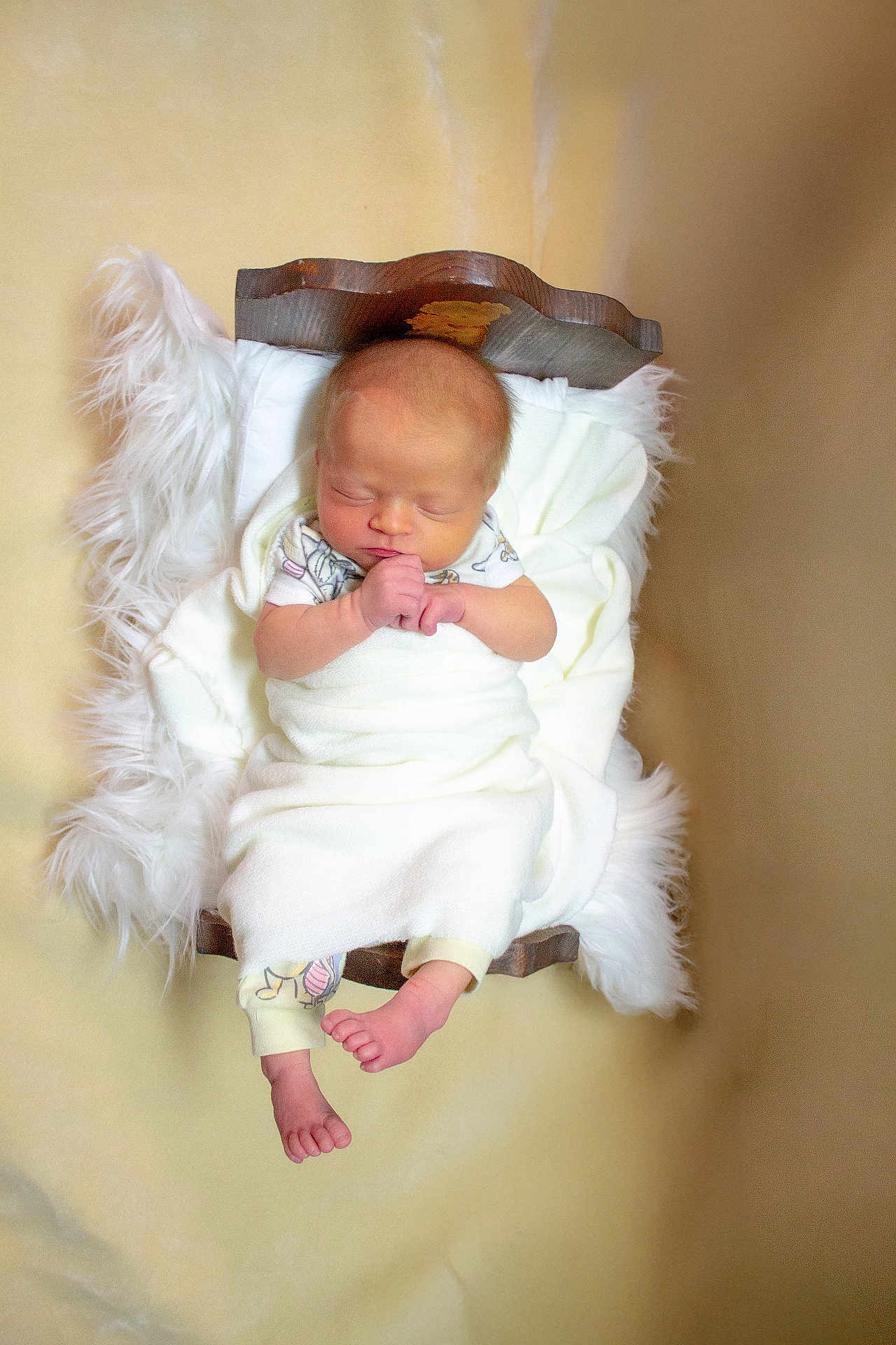 Alison joined the competition — help win amazing prizes! newborn, baby, sleeping, blanket, wooden_bed, white, soft, infant, feet, hands, peaceful, wrapped, pajamas, fluffy, portrait, indoors, child, resting, cute, cozy