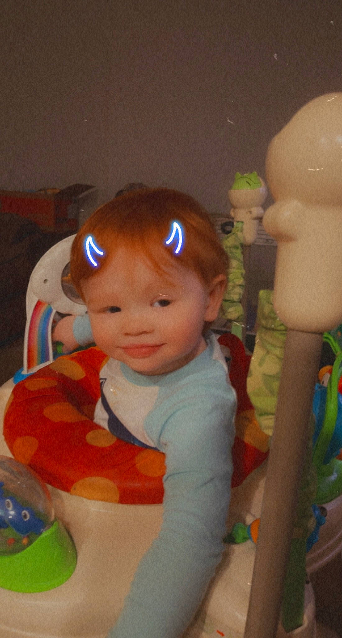 Asher joined the competition — help win amazing prizes! baby, baby_playing_with_toys, baby_products, baby_toddler_clothing, baby_toys, cheek, child, electric_blue, eye, fun, head, human_body, iris, person, personal_protective_equipment, plastic, skin, smile, stuffed_toy, toddler