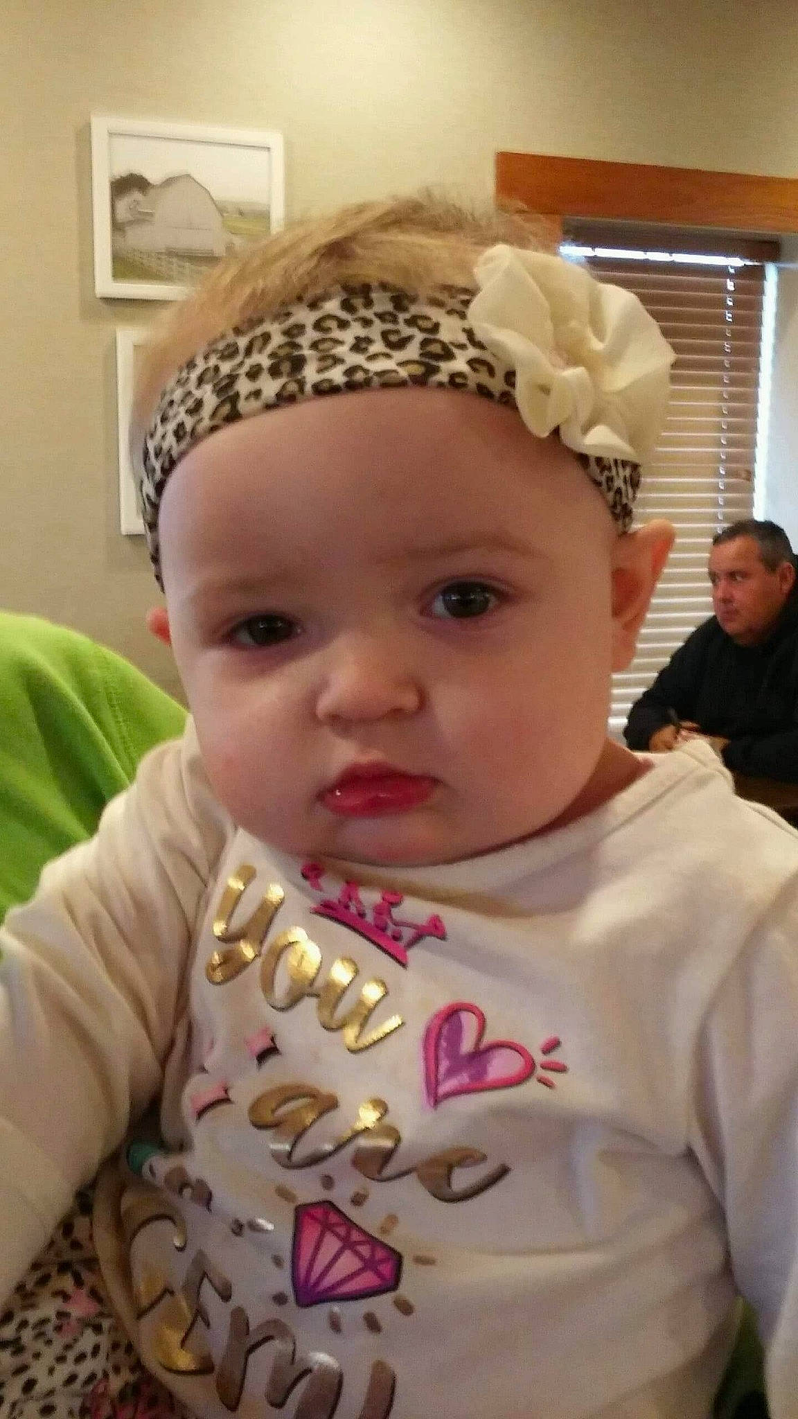 Memory is registered to the contest to win money with this photo: cheek, child, day, eye, eyebrow, face, fashion_accessory, forehead, hair, hair_accessory, head, headband, headgear, headpiece, headwear, human_hair_color, infant, nose, person, product