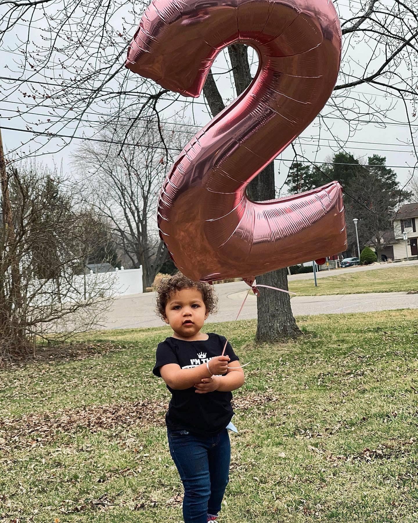 Neveah is registered to the contest to win money with this photo: botany, eye, flamingo, fun, grass, green, lawn_ornament, leaf, organ, people_in_nature, person, photograph, pink, plant, red, sculpture, sky, toddler, tree, white