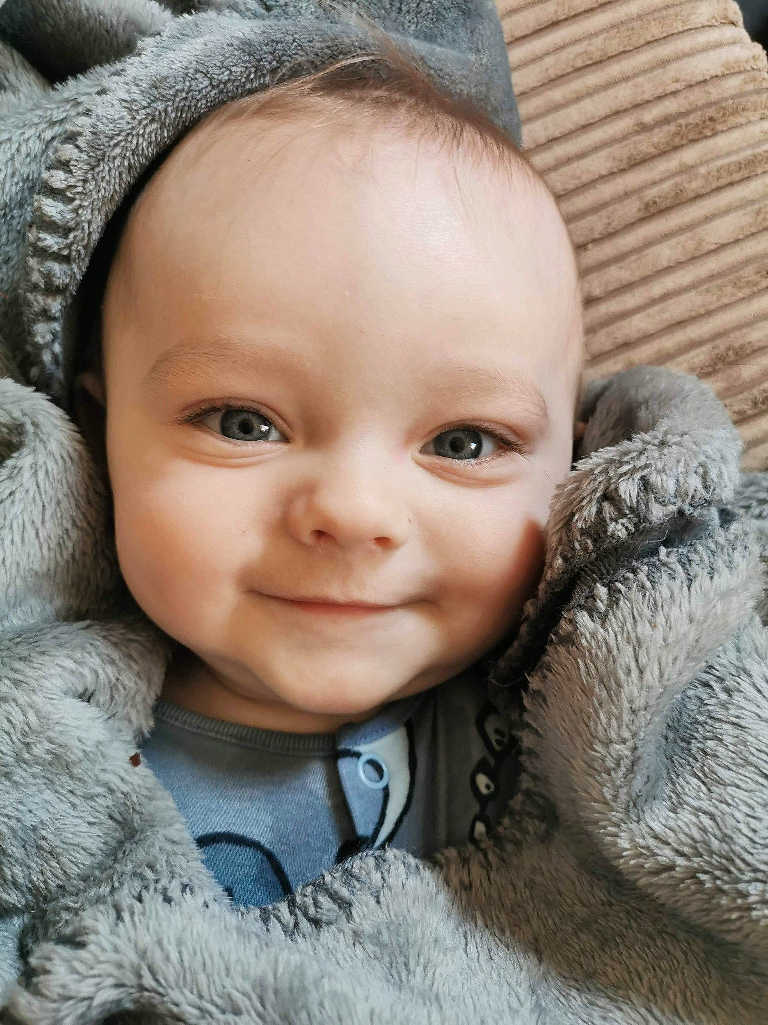 Lyle joined the competition — help win amazing prizes! baby, cheek, child, chin, close_up, eye, eyebrow, face, facial_expression, forehead, fur, head, headgear, joy, knit_cap, lip, nose, person, skin, smile