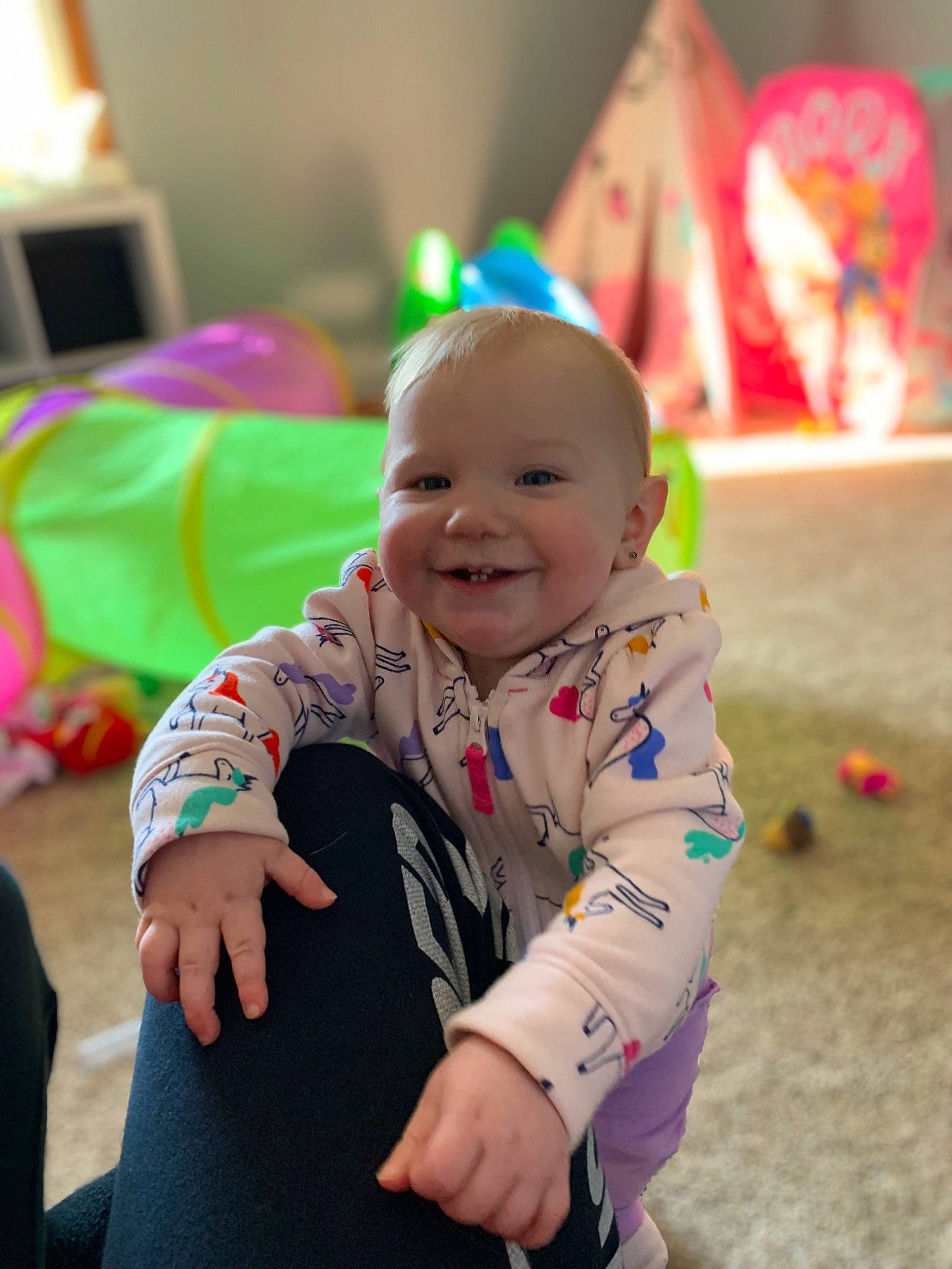 Preslee joined the competition — help win amazing prizes! baby, cheek, child, ear, face, fun, happy, head, joy, people, person, pink, play, sitting, skin, smile, toddler, vacation