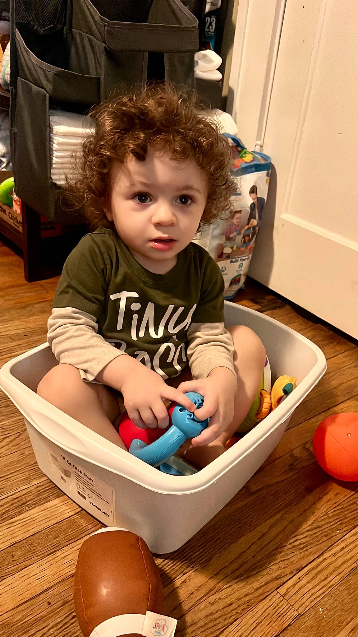 Julian joined the competition — help win amazing prizes! baby, baby_products, baby_safety, baby_toddler_clothing, basket, box, cheek, child, flooring, fun, hair, happy, head, person, play, product, room, sitting, t_shirt, toddler