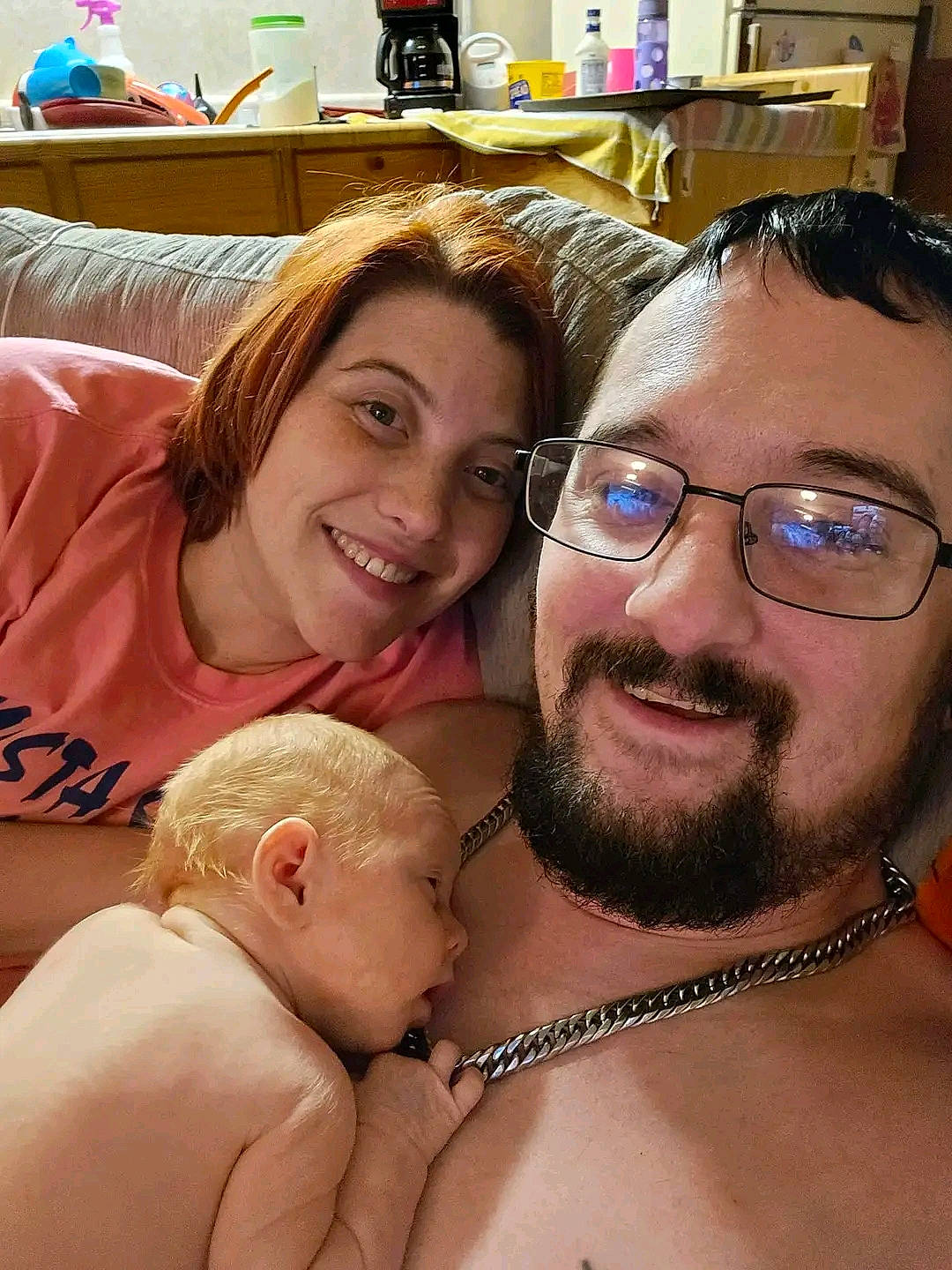 Brooklyn is registered to the contest to win money with this photo: beard, chest, eyewear, face, facial_expression, glasses, hair, hairstyle, happy, head, human, interaction, joy, mouth, muscle, organ, person, shoulder, skin, smile