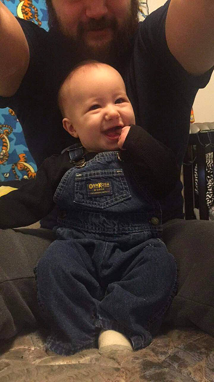 Jaxsyn joined the competition — help win amazing prizes! arm, baby, cheek, child, cloud, face, head, jeans, leg, person, play, sitting, skin, smile, technology, toddler