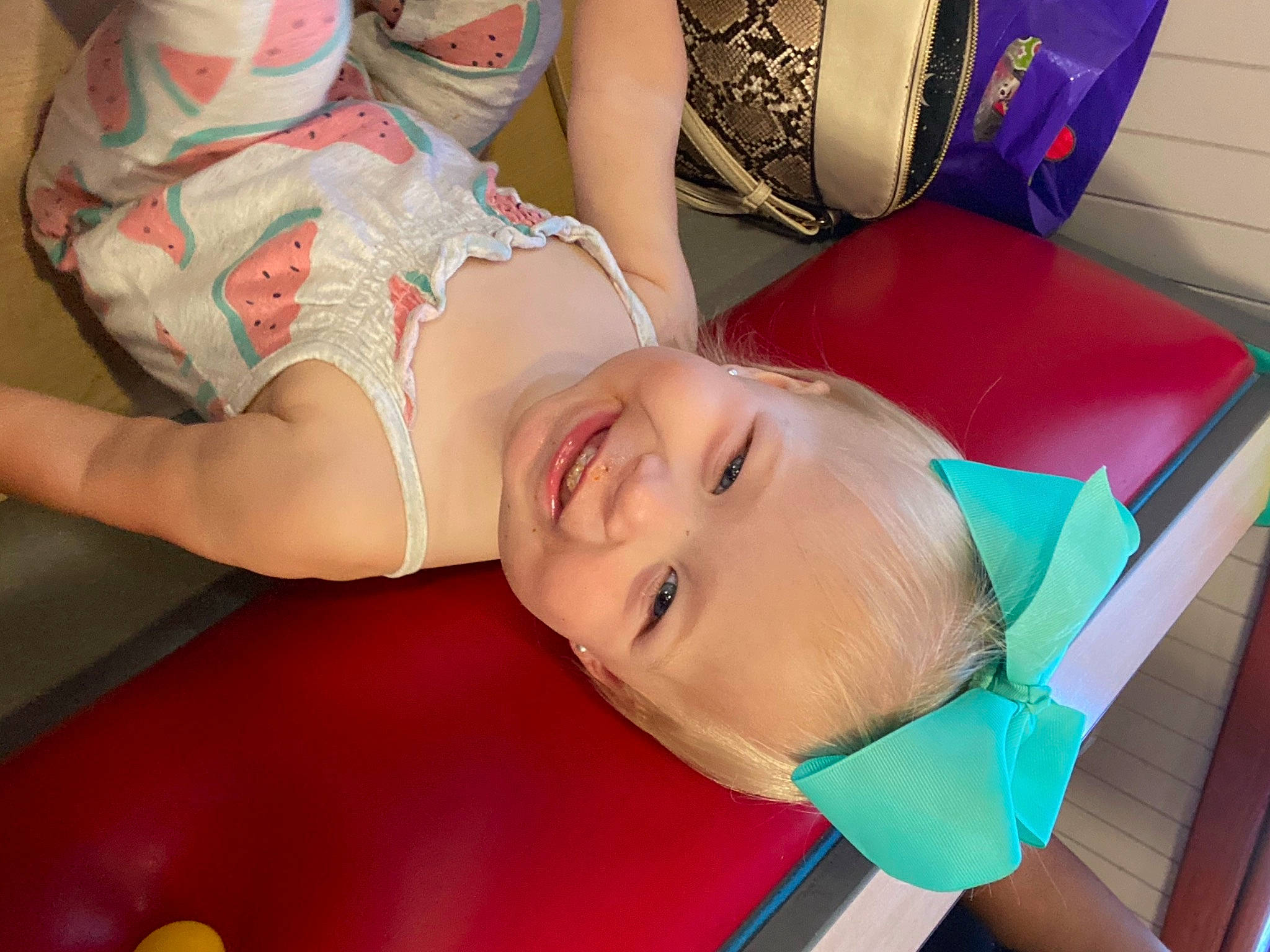 Kynlee is registered to the contest to win money with this photo: arm, baby, chest, child, finger, hand, joy, leg, mouth, nap, neck, person, toddler