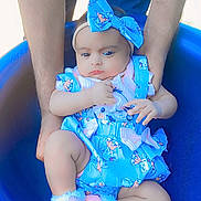 Zarwisha joined the competition — help win amazing prizes! baby, child, blue_outfit, headband, pink_booties, tub, adult_hands, infant, cute, seated, indoor, soft_lighting, protective, colorful_clothing, portrait, small_child, people, closeup, human, comfort