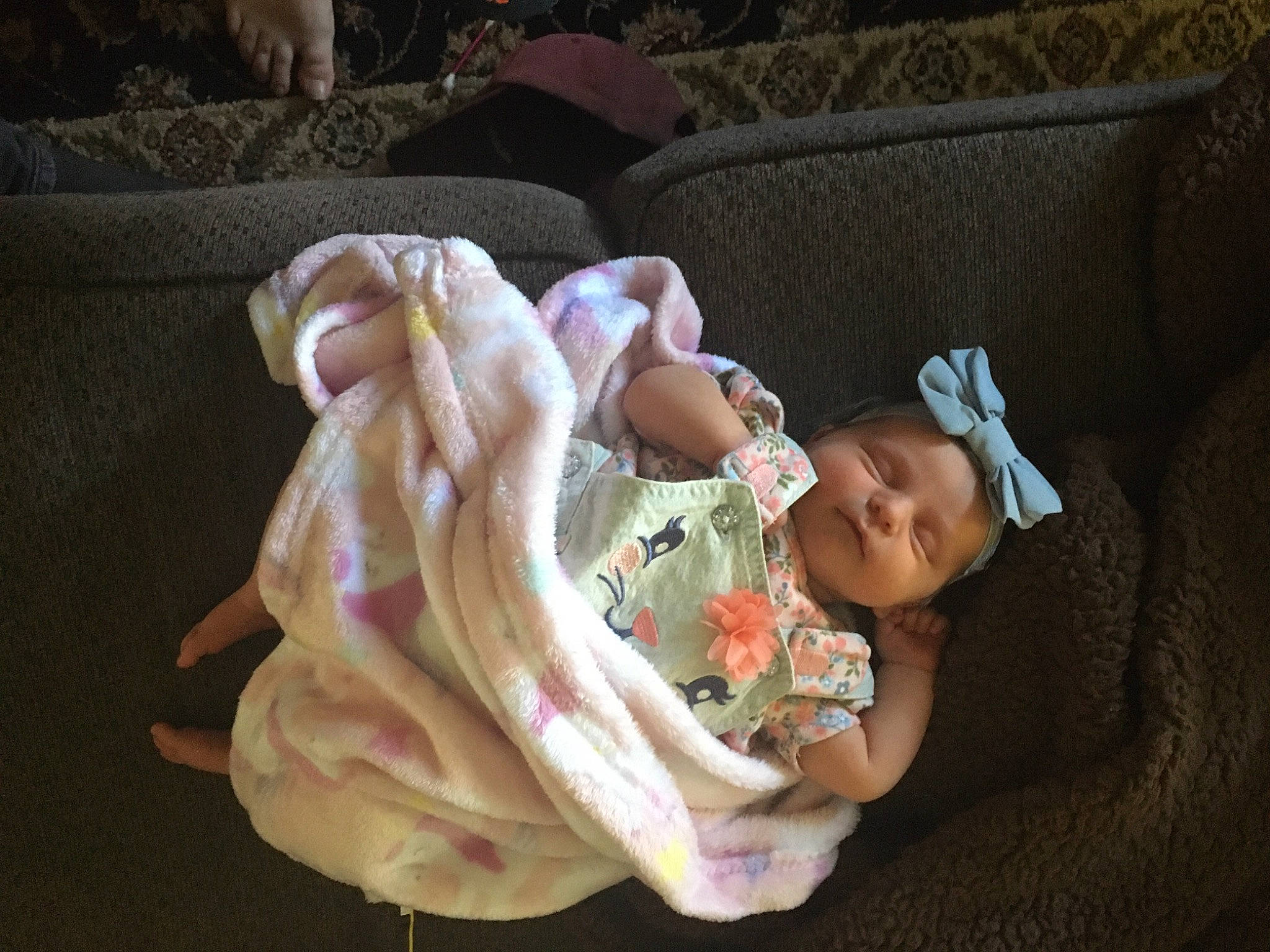 Winter joined the competition — help win amazing prizes! baby, baby_products, baby_toddler_clothing, cheek, child, comfort, couch, finger, foot, human_leg, lap, linens, nail, nap, person, room, sitting, skin, sleep, thumb