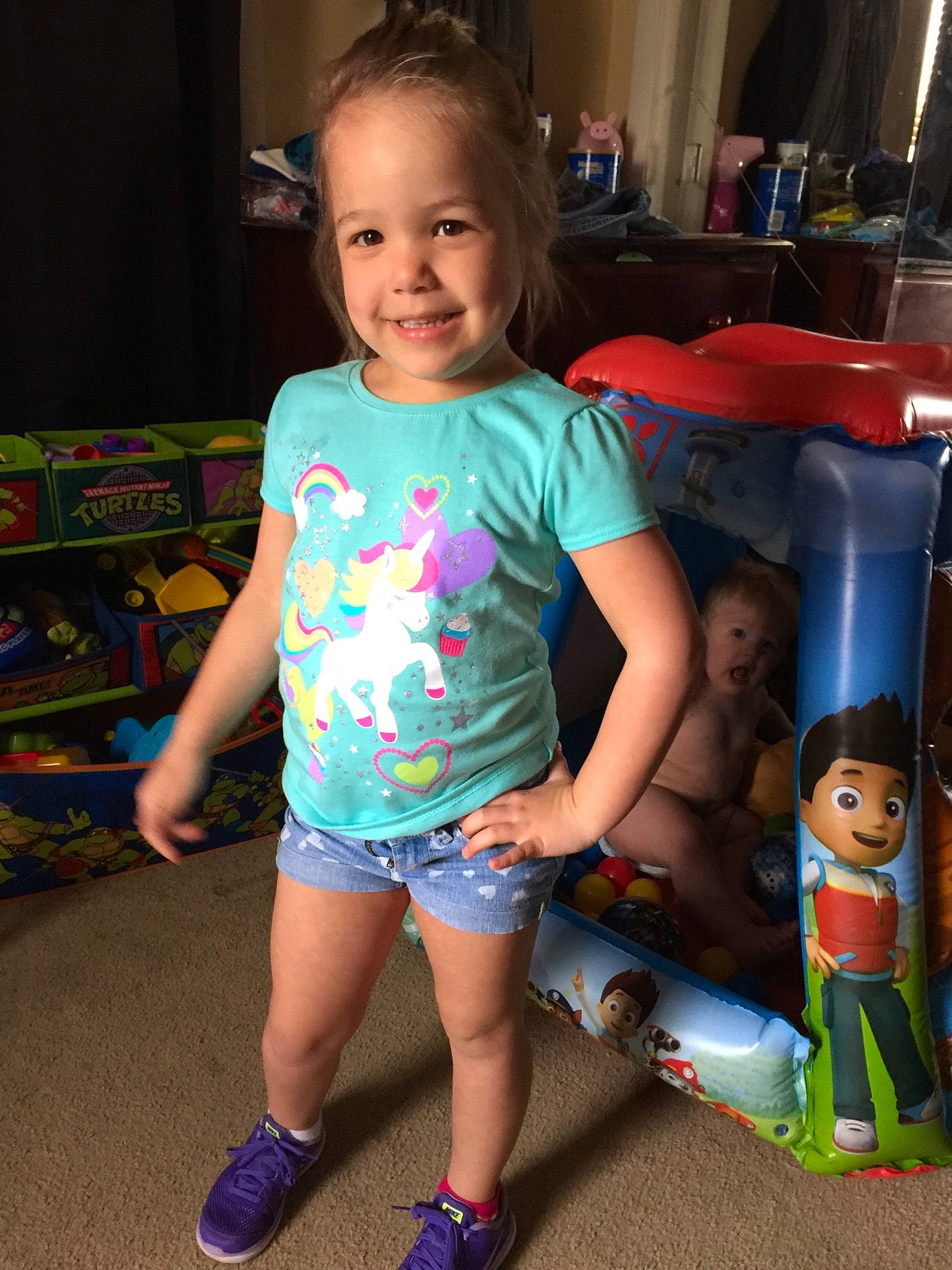 Karleigh is registered to the contest to win money with this photo: arm, blue, child, cool, day, fun, girl, infant, joy, leg, person, play, product, skin, smile, surprise, toddler, toy, vacation