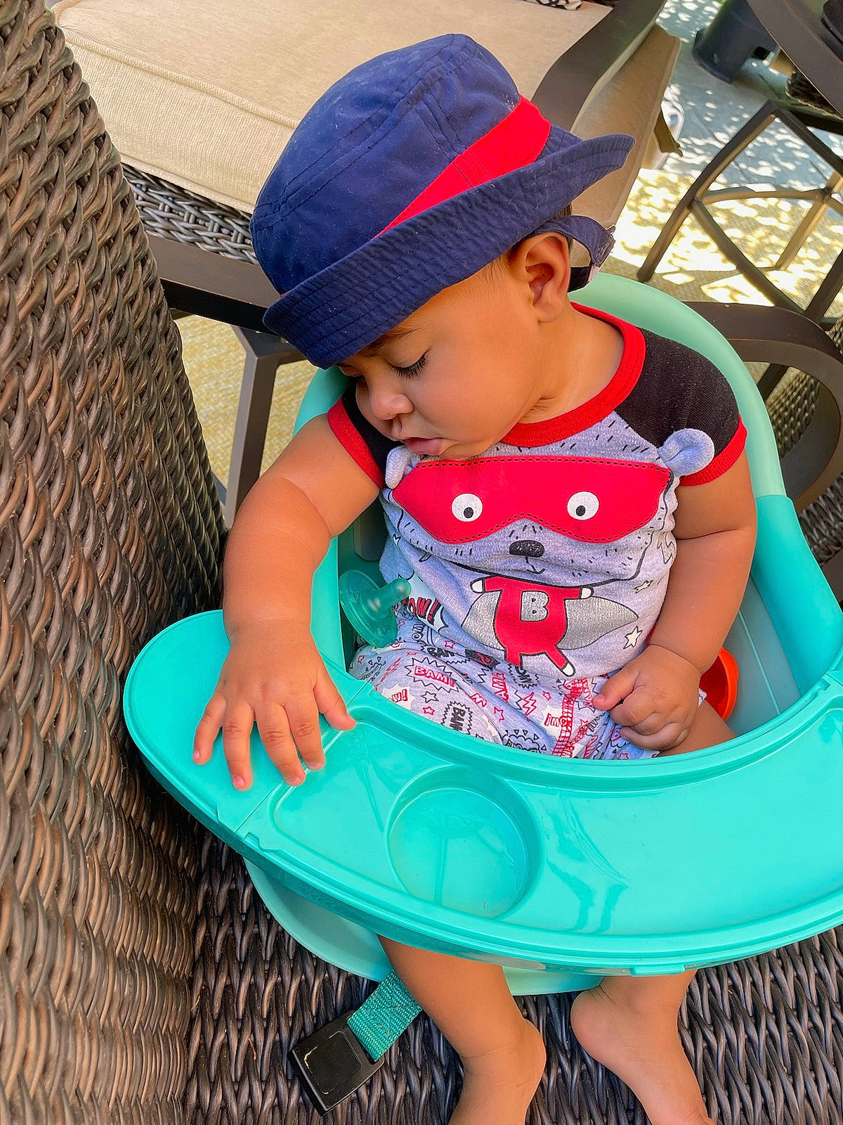 Maverick joined the competition — help win amazing prizes! aqua, azure, baby, baby_products, baby_toddler_clothing, baseball_cap, blue, cap, chair, child, electric_blue, fashion_accessory, fun, happy, headwear, human_leg, leisure, pattern, person, pink