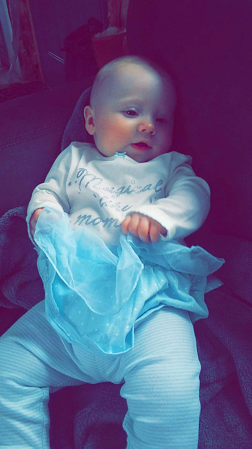 June joined the competition — help win amazing prizes! baby, blue, cheek, child, hand, person, pink, sitting, skin, smile, toddler