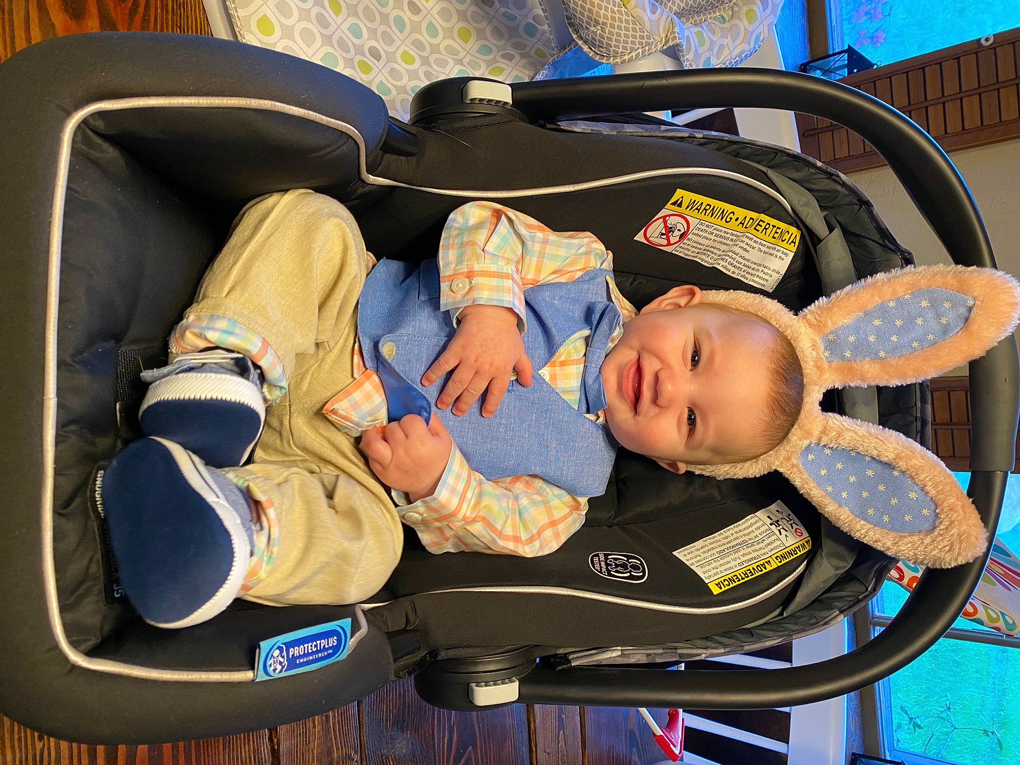 Ford joined the competition — help win amazing prizes! baby, baby_carriage, baby_in_car_seat, baby_products, baby_safety, baby_sleeping, baby_toddler_clothing, baby_toys, bag, car_seat, child, comfort, electric_blue, fun, infant_bed, joy, lap, leisure, person, sitting