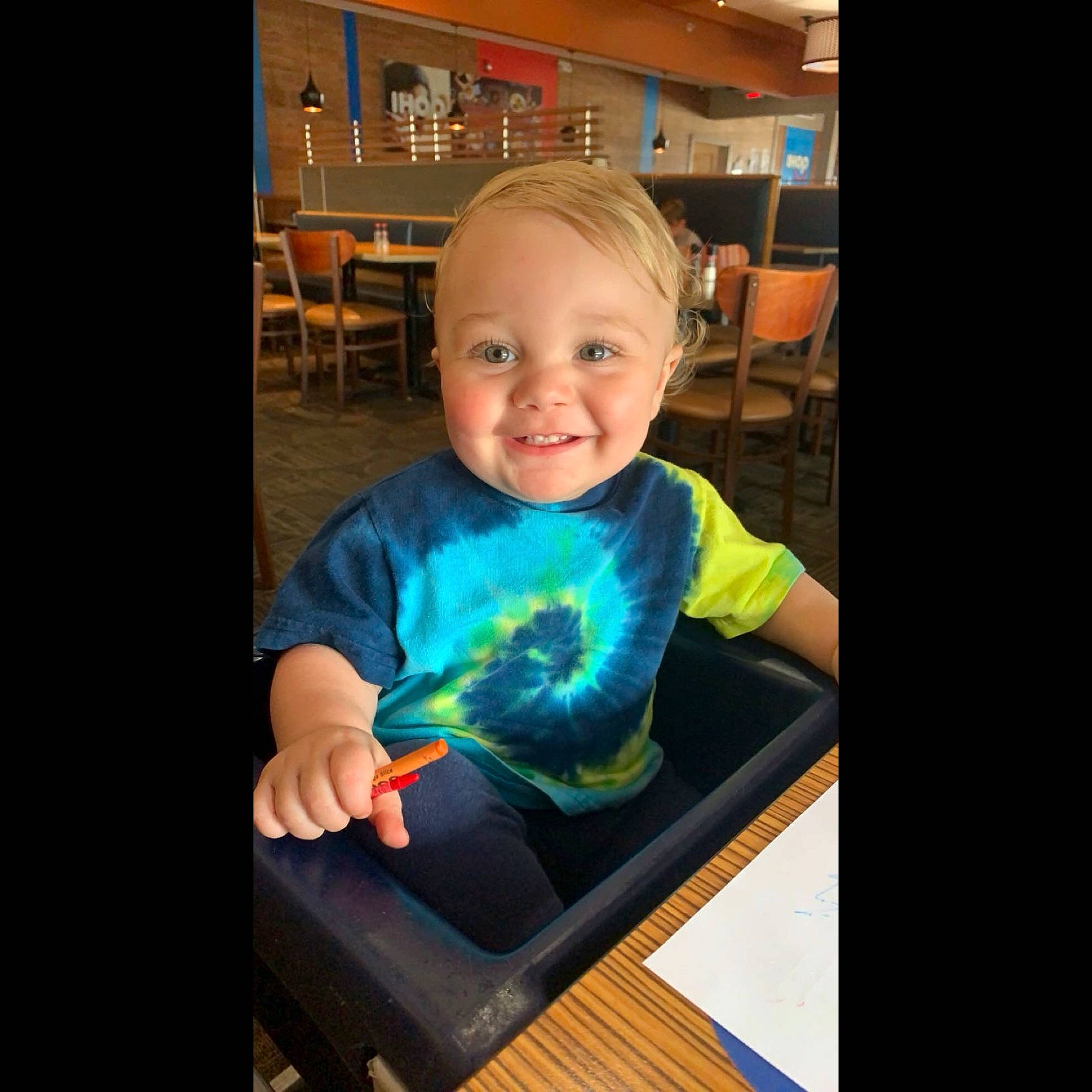 Kashtyn joined the competition — help win amazing prizes! baby, baby_toddler_clothing, chair, child, cool, electric_blue, face, fun, happy, iris, joy, leisure, person, recreation, rectangle, sitting, sleeve, smile, t_shirt, table