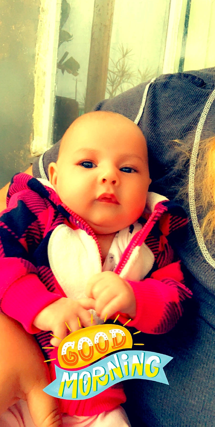 Kacie is registered to the contest to win money with this photo: baby, baby_products, cheek, child, eye, face, happy, iris, lip, mouth, nose, person, photography, product, skin, smile, toddler, yellow