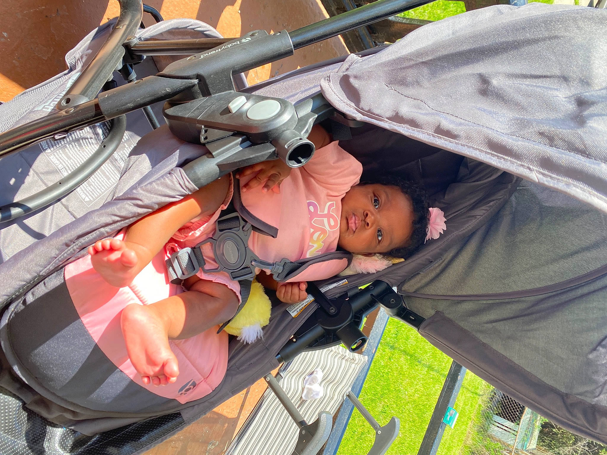 Makenzie joined the competition — help win amazing prizes! air_gun, auto_part, automotive_exterior, baby, baby_carriage, baby_products, backpack, bag, baggage, child, fun, hat, lap, luggage_and_bags, people, person, personal_protective_equipment, product, recreation, shotgun