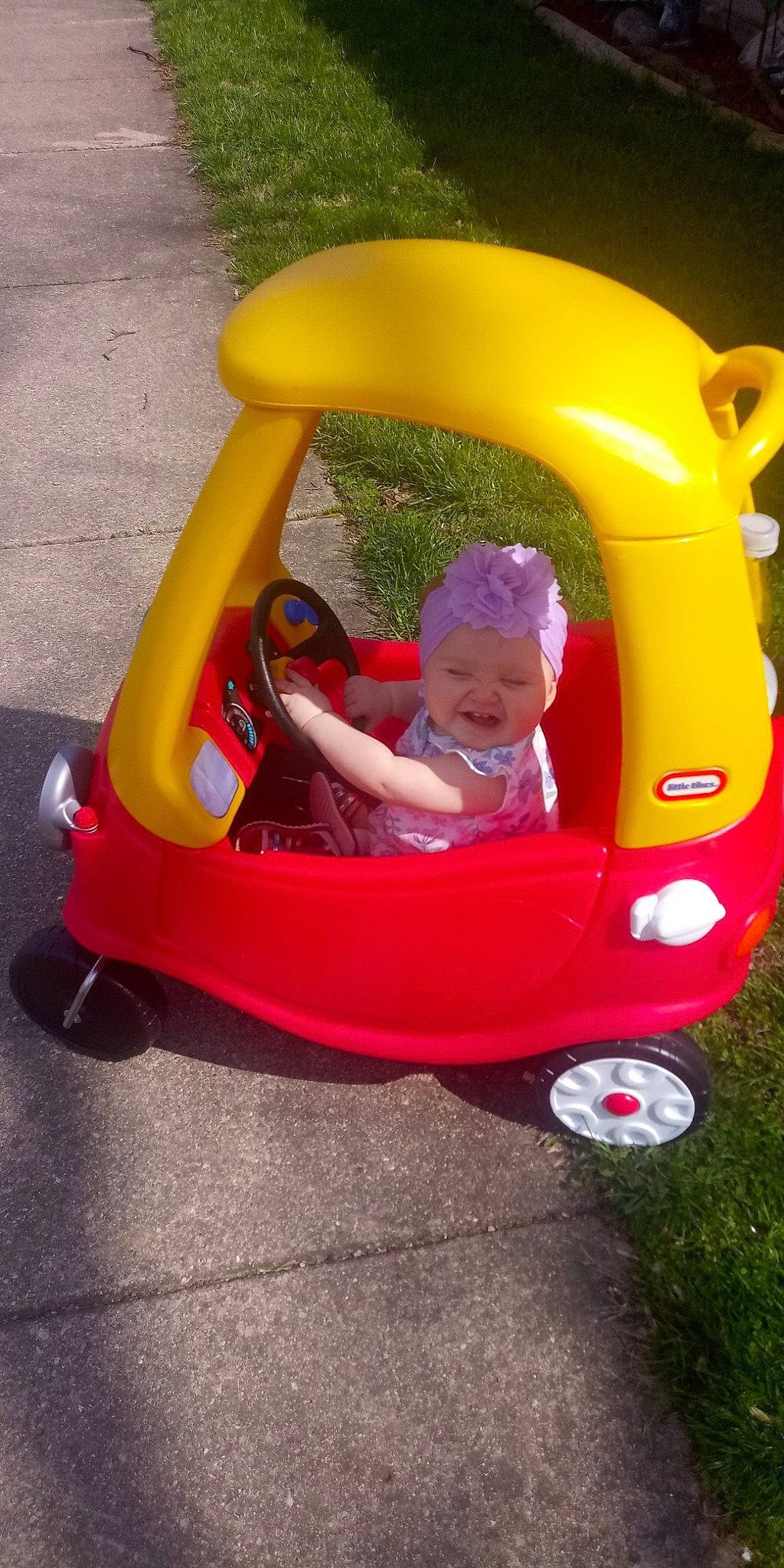 Lola joined the competition — help win amazing prizes! baby_products, baby_toys, child, fun, headwear, outdoor_play_equipment, person, play, playset, product, riding_toy, toddler, toy, vehicle