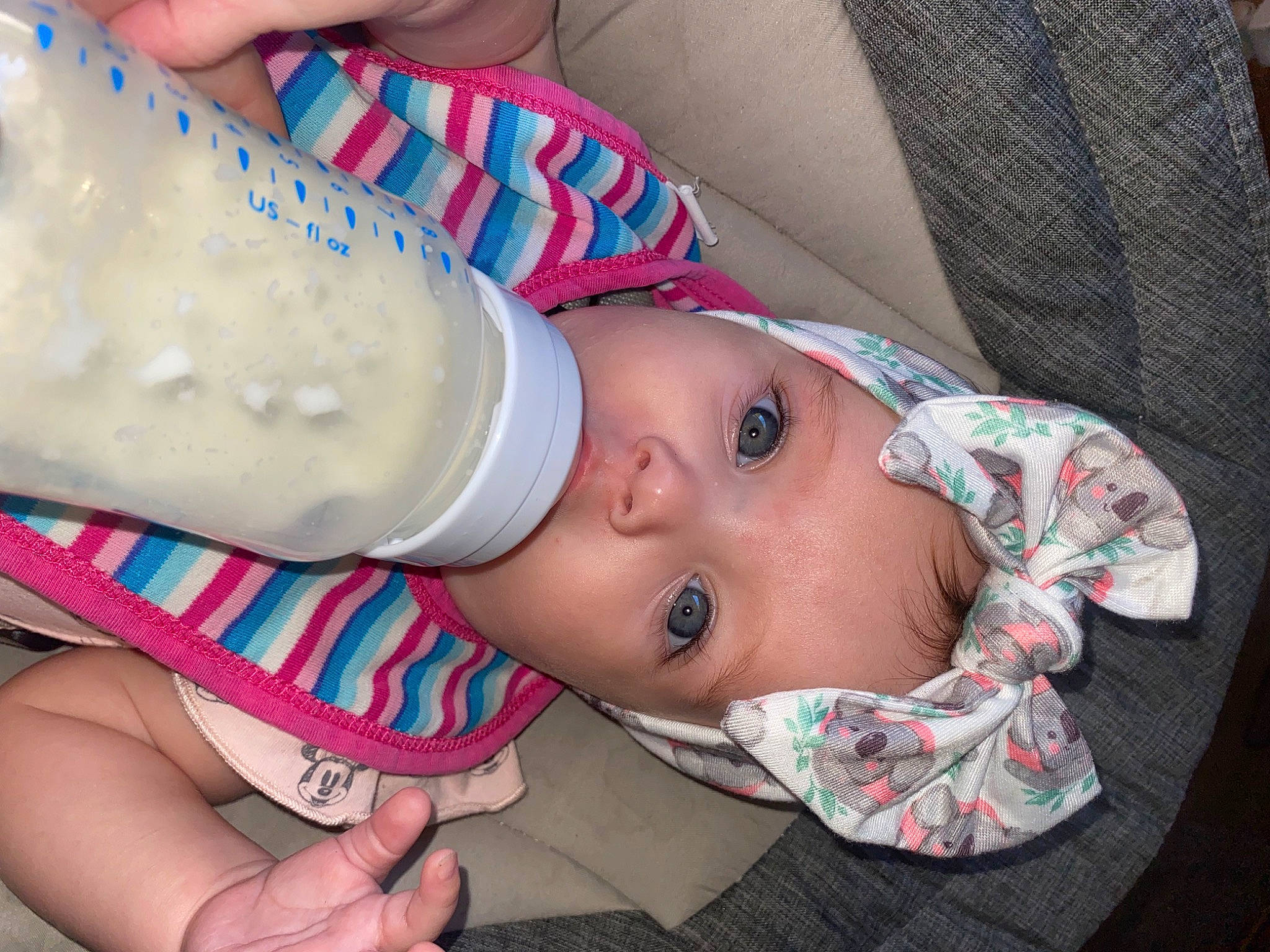 Alora-rose joined the competition — help win amazing prizes! baby, baby_products, baby_toddler_clothing, bottle, cheek, child, drinkware, eyelash, finger, happy, headwear, nail, nose, pattern, person, plant_milk, plastic_bottle, skin, thumb, toddler