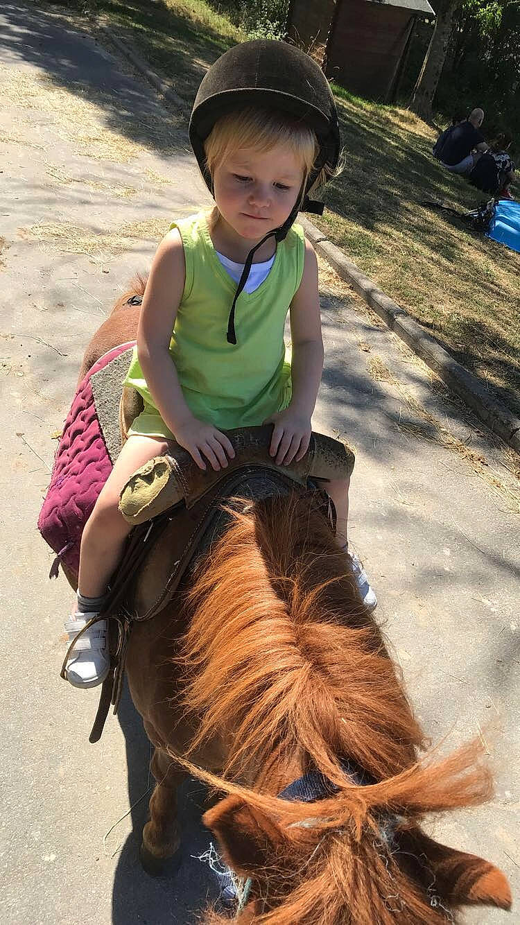 Julia participe au concours pour gagner de l'argent avec cette photo : child, horse, horse_supplies, mane, organism, person, pony, recreation, rein, smile, vacation