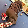 Jahzier joined the competition — help win amazing prizes! activity, billiard_balls, black, blue_surface, casual_clothing, child, crawling, floor, game_room, indoor, kid, playful, pool_table, recreation, red, sneakers, sports, sweatpants, white, young
