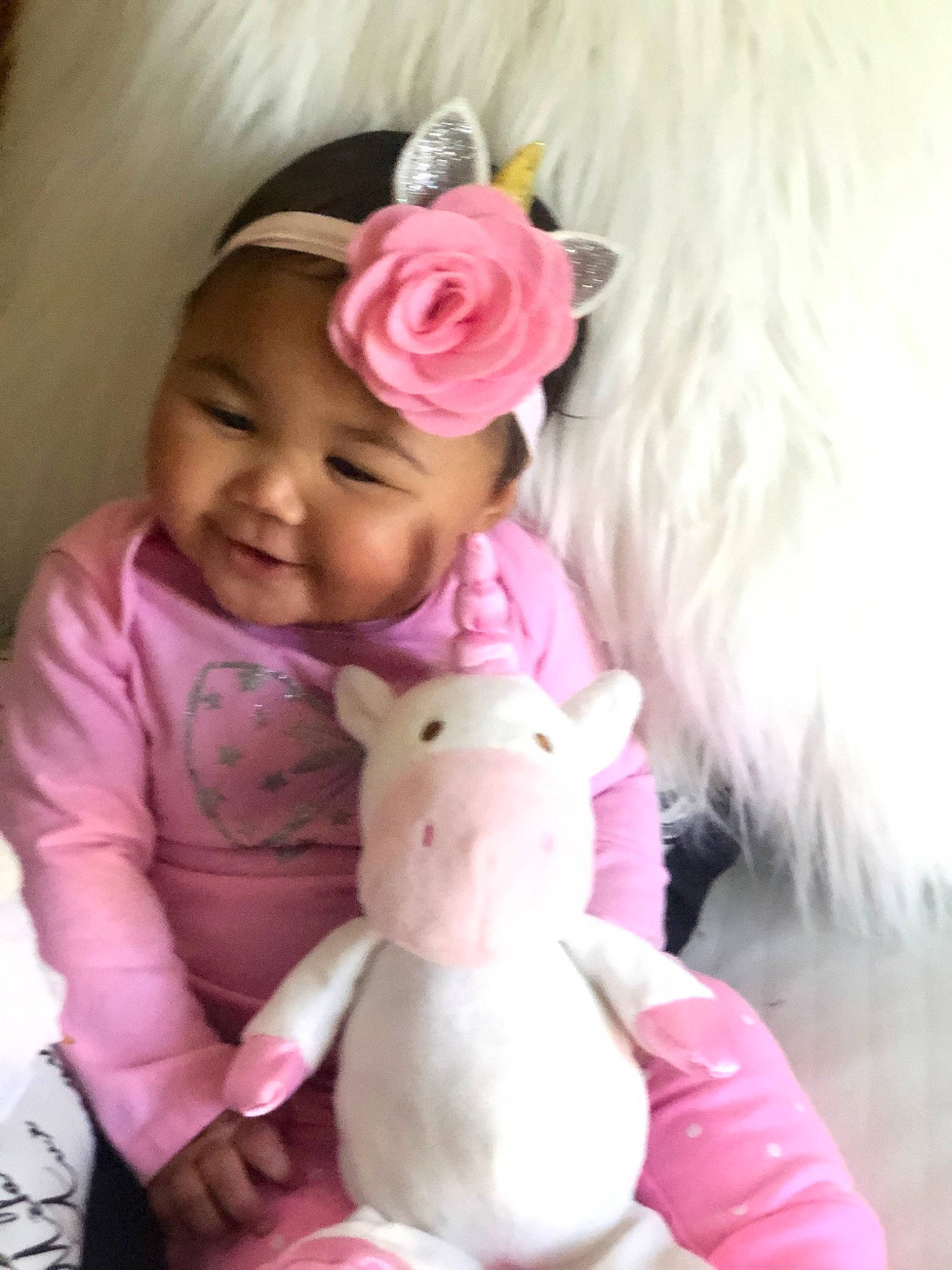 K-lea is registered to the contest to win money with this photo: baby, child, headwear, person, pink, plush, skin, smile, stuffed_toy, teddy_bear, toddler, toy