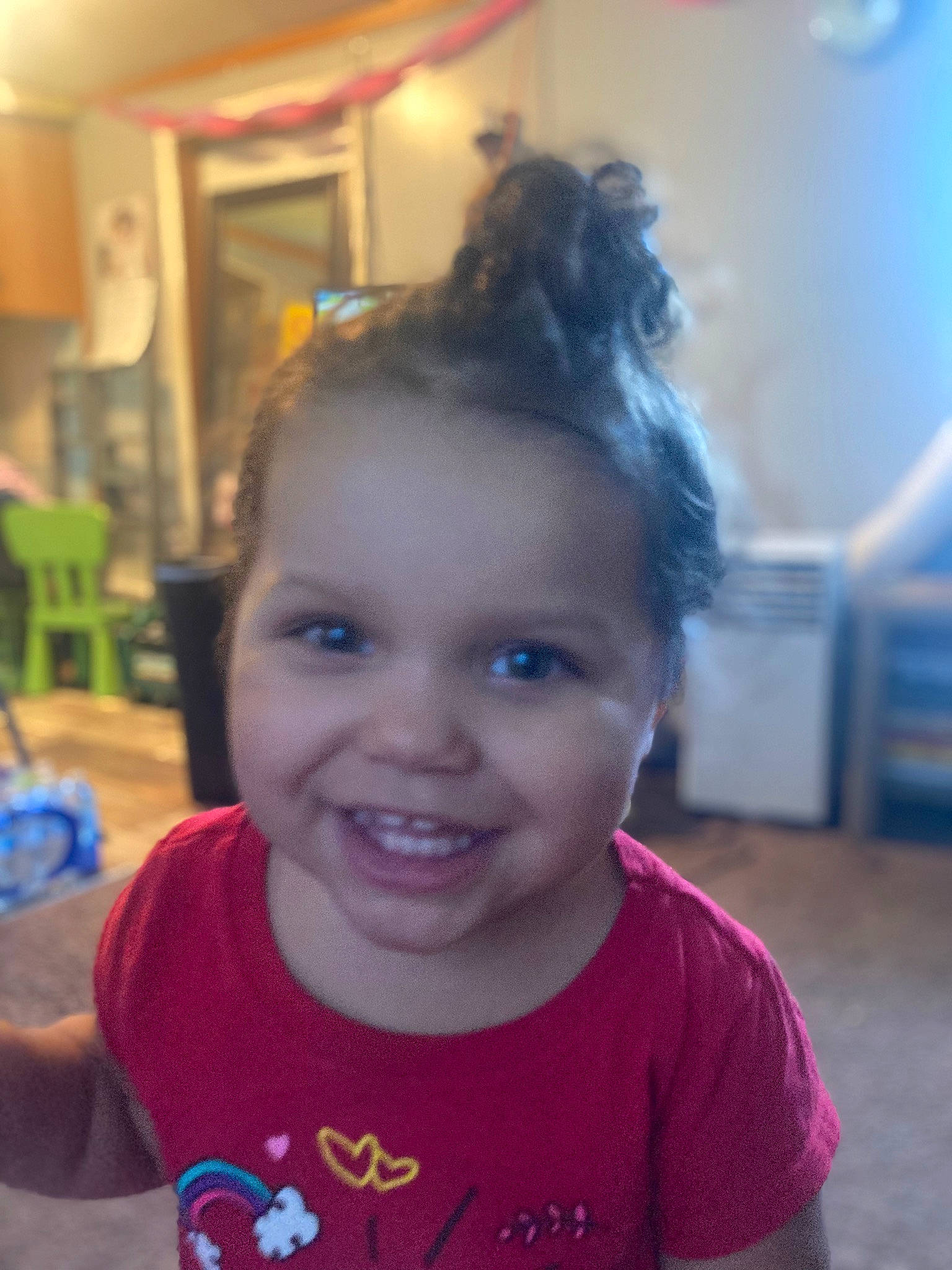 Nevaeh joined the competition — help win amazing prizes! chair, child, ear, eyelash, fashion_accessory, fun, hair_coloring, hairstyle, happy, iris, joy, leisure, magenta, nose, person, room, sitting, skin, smile, t_shirt