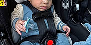 Kyaire joined the competition — help win amazing prizes! baby, sleeping, car_seat, pacifier, blue_outfit, sock, blanket, child, infant, safety_harness, warning_label, close_up, peaceful, indoor, person, seat, head, hand, comfort, rest
