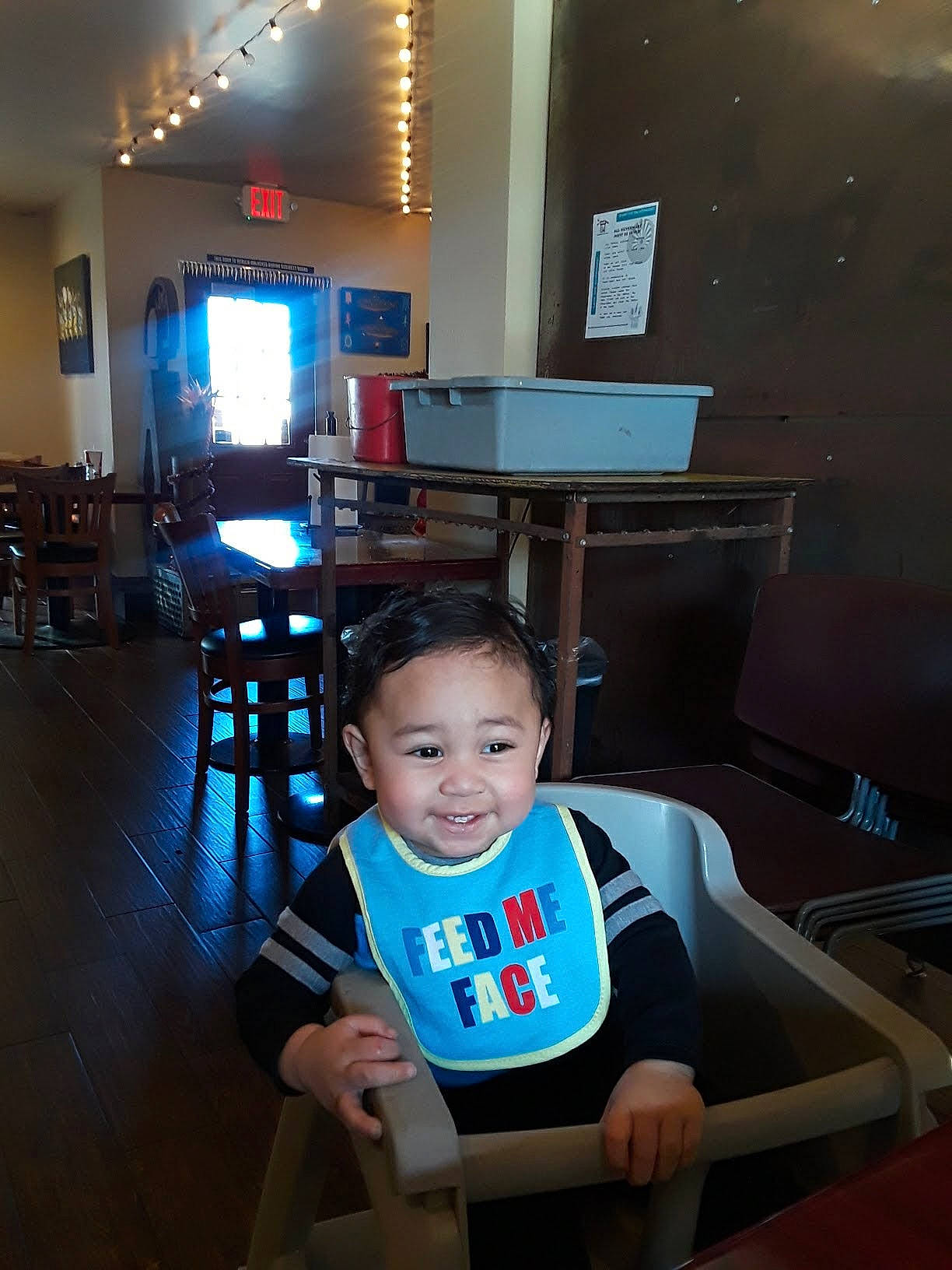 Aiden joined the competition — help win amazing prizes! child, electronic_device, joy, person, restaurant, technology, toddler, vacation