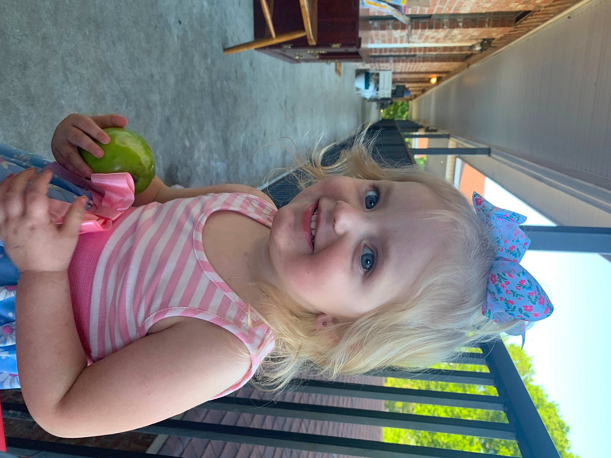 Hallie joined the competition — help win amazing prizes! baby, baby_products, baby_toddler_clothing, child, fun, happy, joy, leisure, mouth, nose, person, play, room, smile, table, thigh, toddler, vacation, water, wood