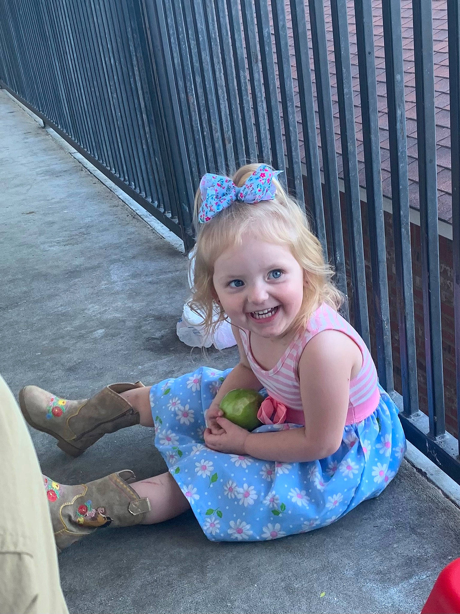 Hallie joined the competition — help win amazing prizes! baby_toddler_clothing, blond, child, dress, electric_blue, event, fun, grass, hairstyle, happy, hat, headpiece, joy, leaf, leisure, person, pink, recreation, skin, smile