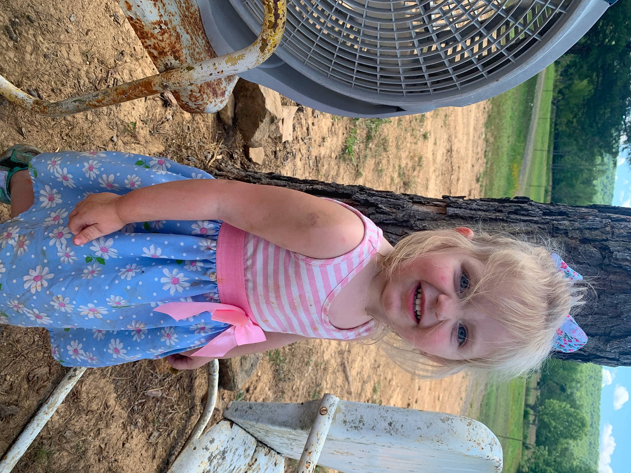 Hallie joined the competition — help win amazing prizes! child, fun, grass, green, happy, human_leg, joy, landscape, leisure, light, people, people_in_nature, person, sky, smile, snapshot, summer, thigh, toddler, tree