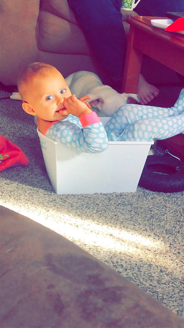 Azlynn joined the competition — help win amazing prizes! baby, child, fun, person, pink, sitting, skin, sleep, toddler