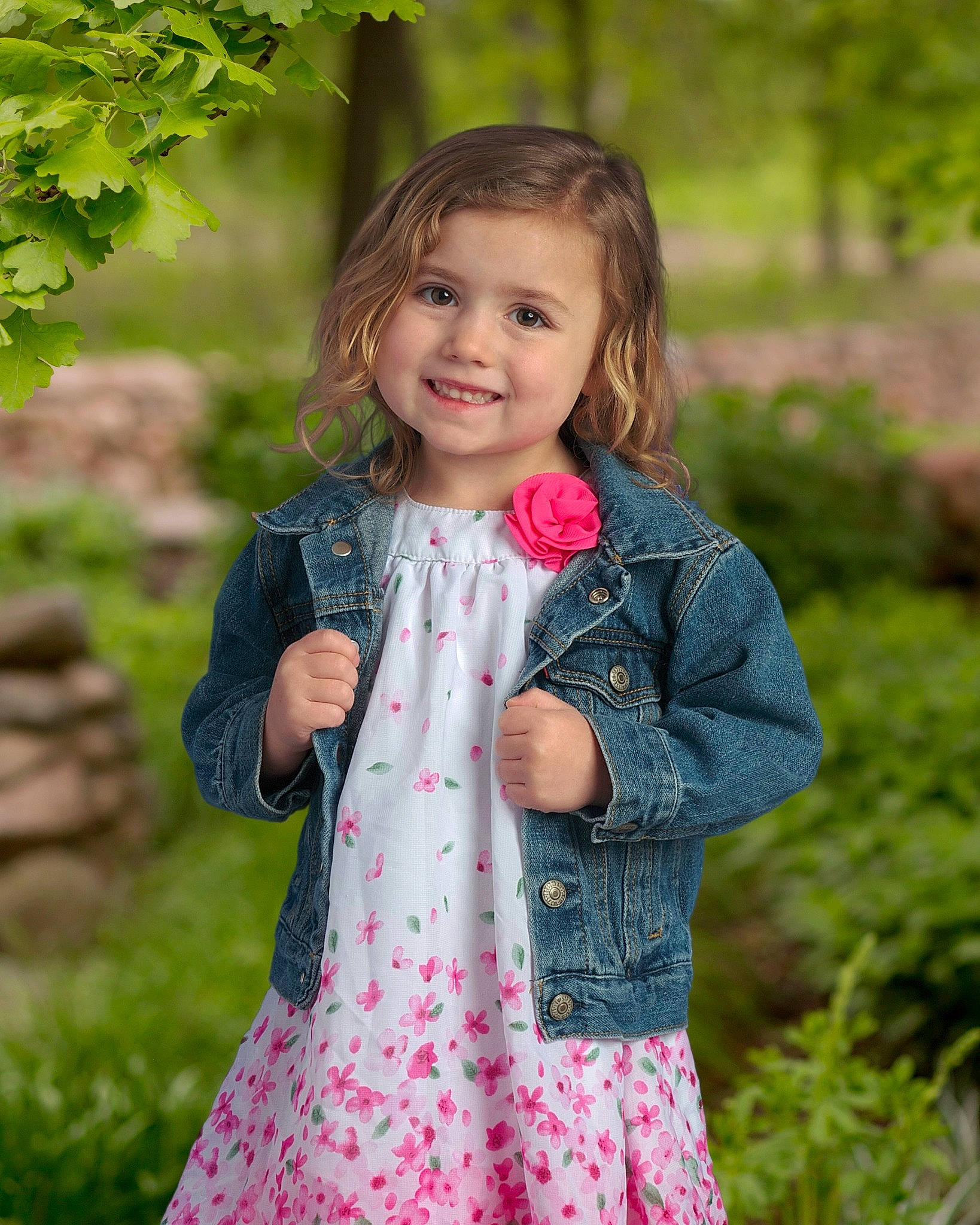Laura joined the competition — help win amazing prizes! baby_toddler_clothing, clothing, day_dress, dress, face, grass, happy, joy, leaf, meadow, nature, one_piece_garment, outerwear, people_in_nature, person, pink, plant, sleeve, smile, summer