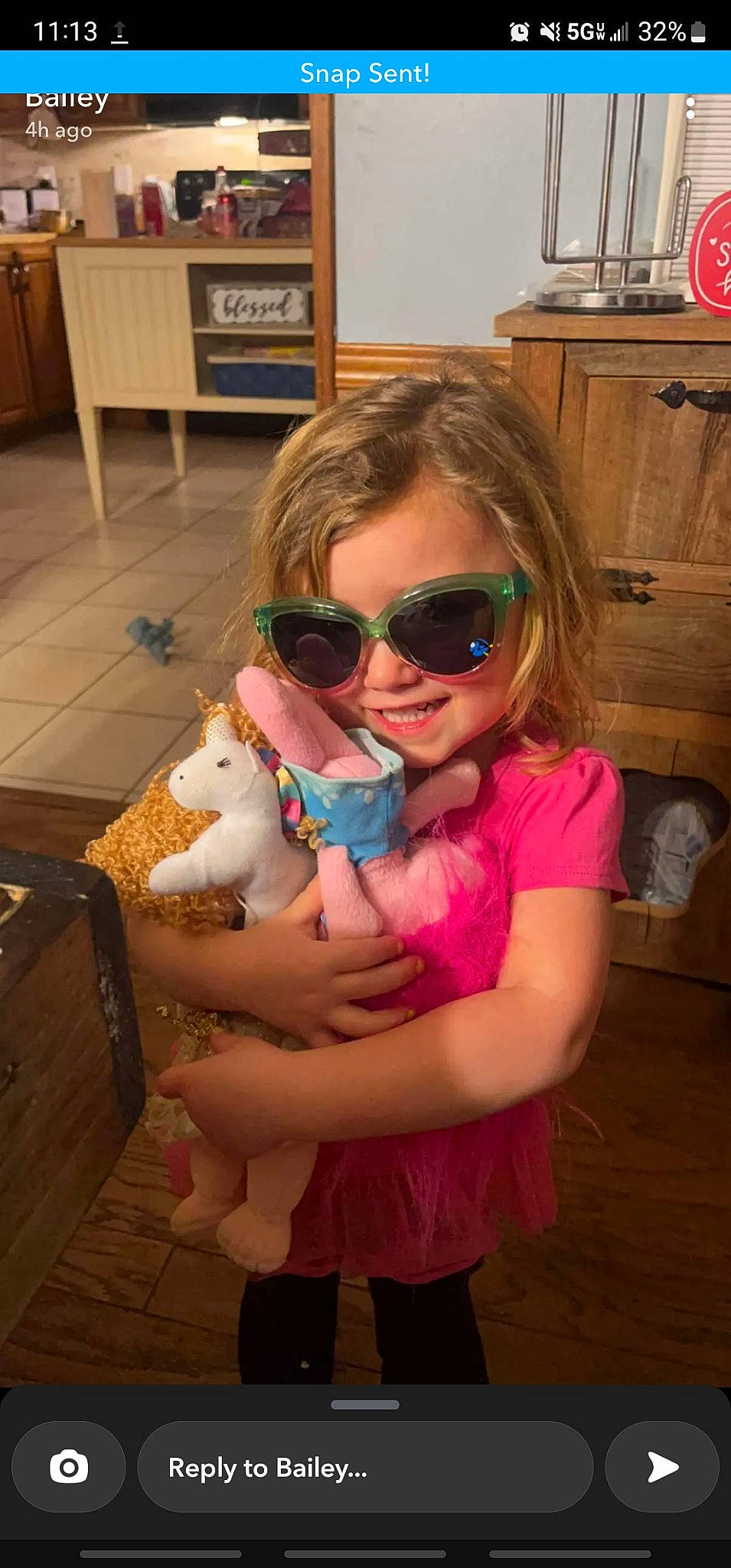 Laura joined the competition — help win amazing prizes! child, cool, eyewear, floor, flooring, fun, glasses, goggles, happy, lap, long_hair, mouth, person, pink, smile, sunglasses, thigh, toddler, trunk, vision_care